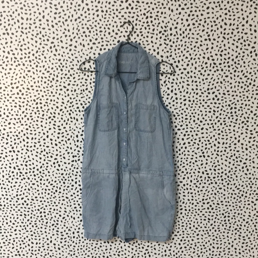 GAP Drawstring Waist Chambray Romper